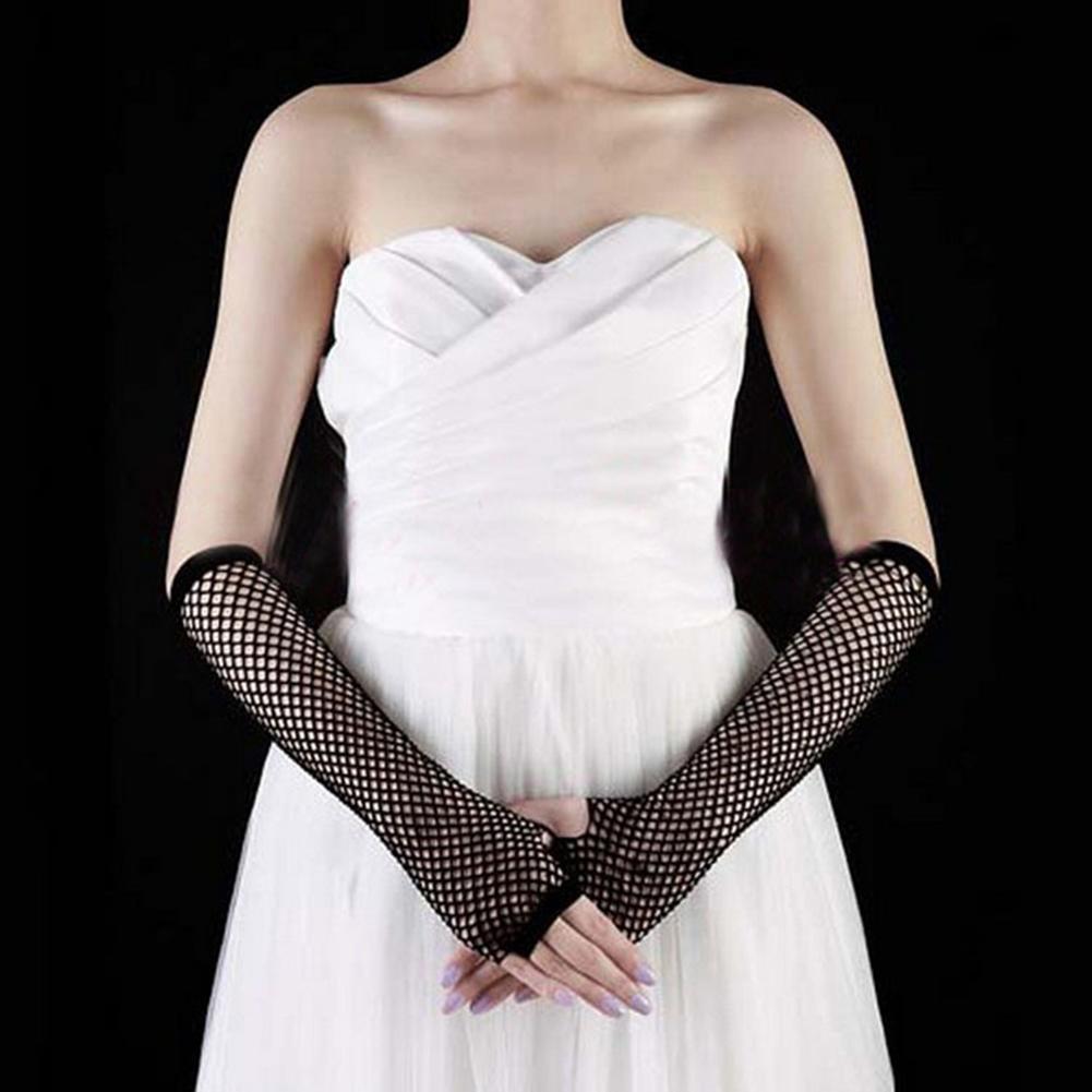 Изображение товара: Перчатки женские в стиле панк, кружевные ажурные сетчатые, без пальцев, в готическом стиле, стиль панк-рок, длина 22 см x 9 см