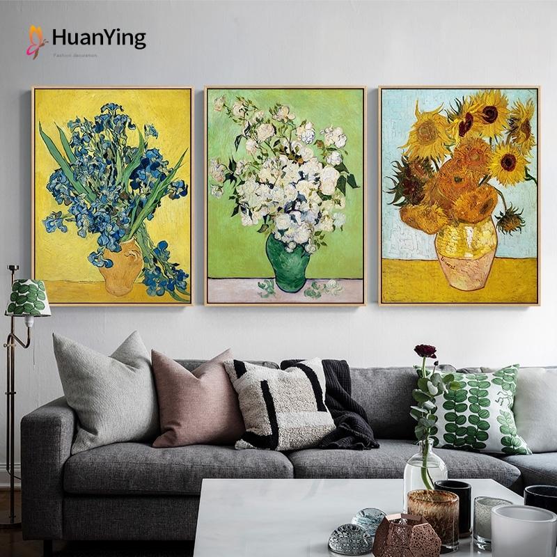 Изображение товара: Картина на холсте с изображением известных цветов Ван Гога, постер, изображения подсолнухов, ирисов для гостиной, столовой, современное настенное искусство, домашний декор