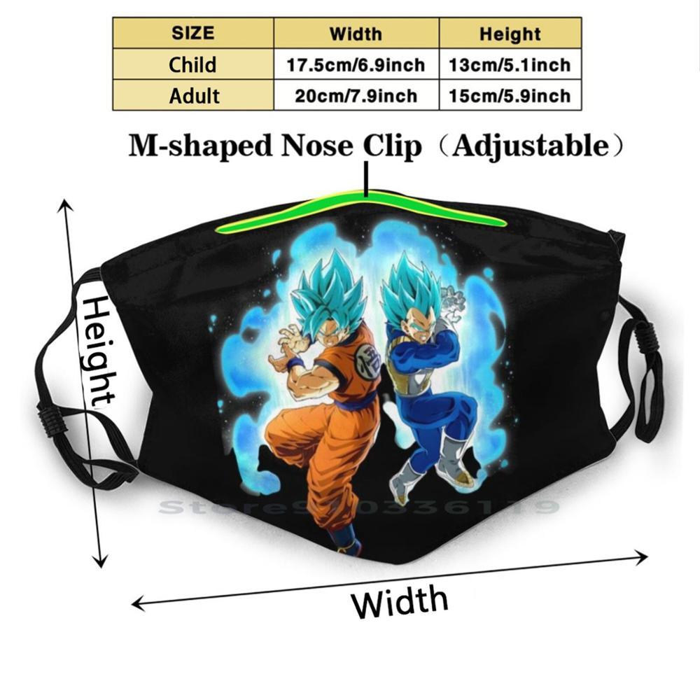 Изображение товара: Многоразовая маска с принтом Goku & Vegeta Ssb, фильтр Pm2.5, сделай сам, для рта, для детей, Гоку, Вегета, Jiren, соперники, принц, Dbs, Dbz, превосходный Топ