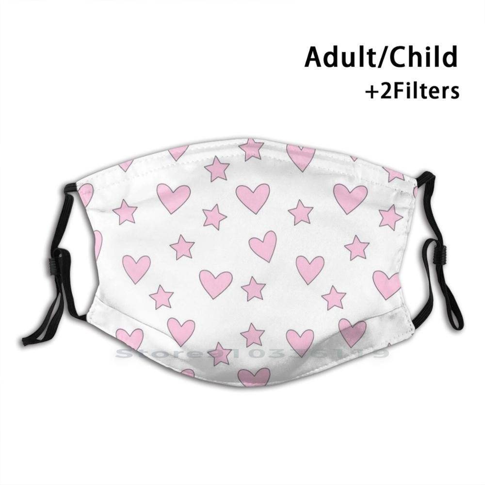 Изображение товара: Звезды и сердца, эстетическая упаковка, розовая Милая моющаяся смешная маска для лица для взрослых и детей с фильтром Pinterest Tumblr Instagram Vsco Best