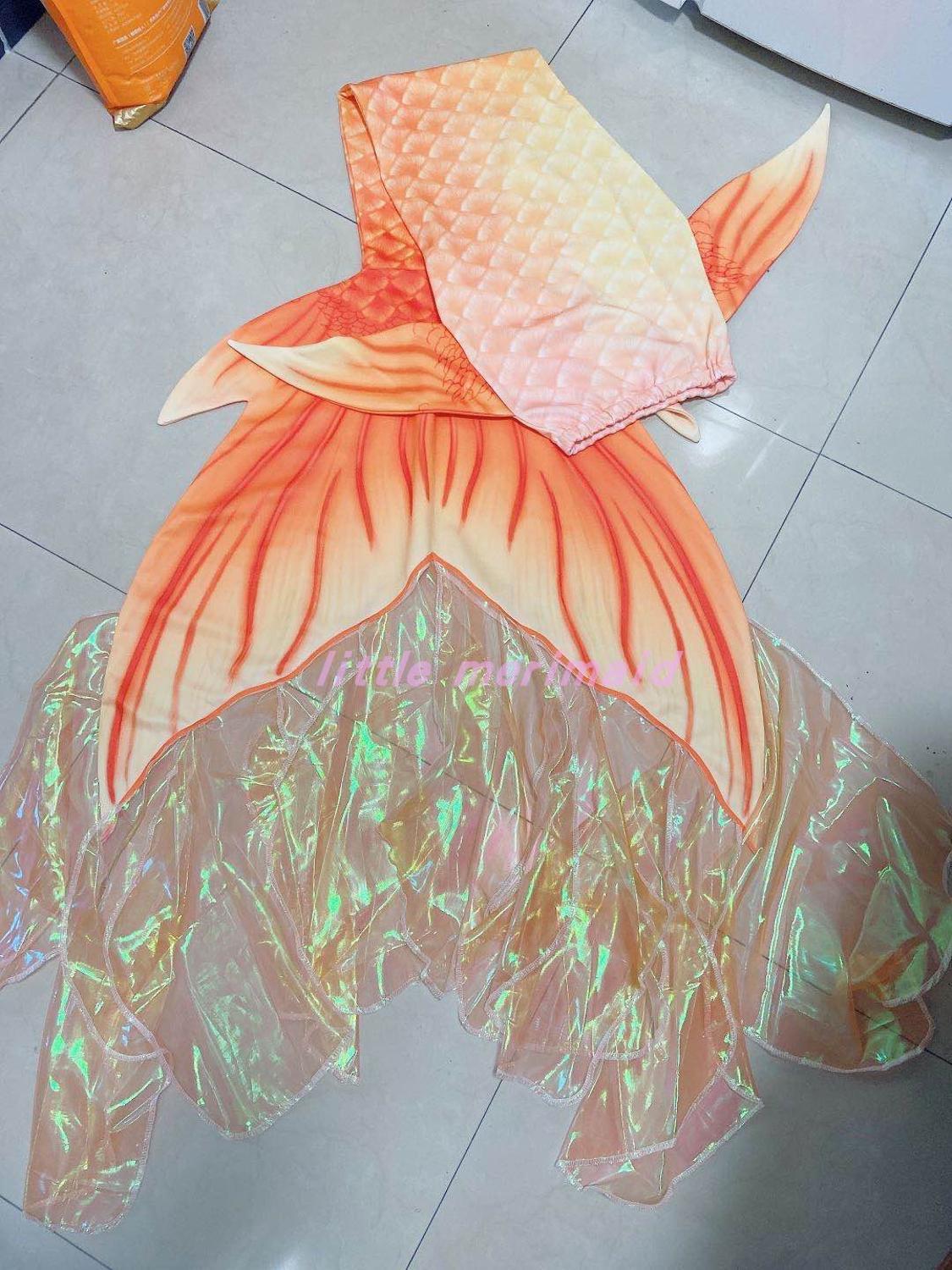 Изображение товара: Купальник для косплея русалки, купальник для взрослых с оранжевым хвостом, Летний Пляжный, для отпуска, хвост русалки, для плавания в аквариуме, индивидуальный костюм
