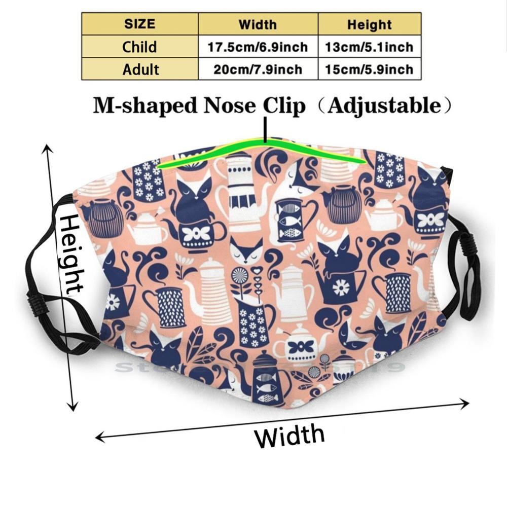 Изображение товара: Фольклорное приглашение на чай/телесный морской синий и белый кошки милый дизайн фильтр от пыли смываемая маска для лица Детские кошки