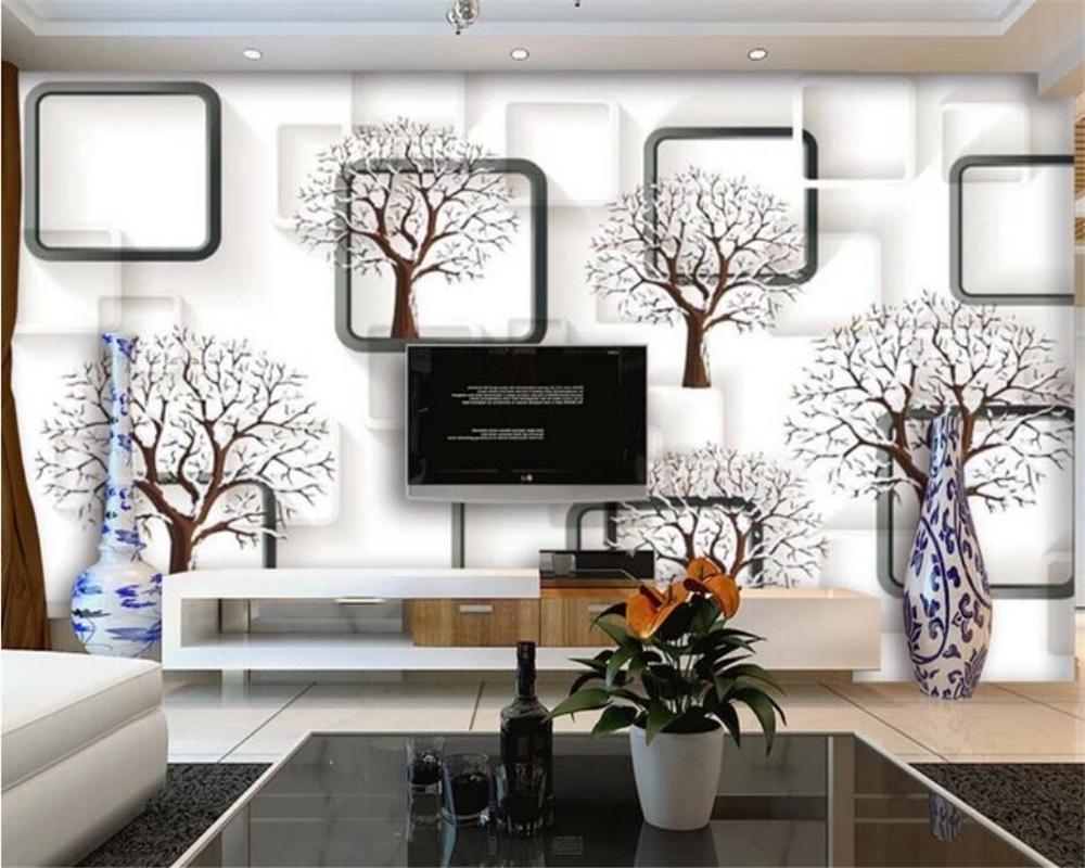 Изображение товара: 3D-обои beibehang на заказ, Абстрактные Настенные обои с изображением дерева и опавших листьев, ручная роспись, фоновые настенные 3D-обои для телевизора, гостиной, спальни