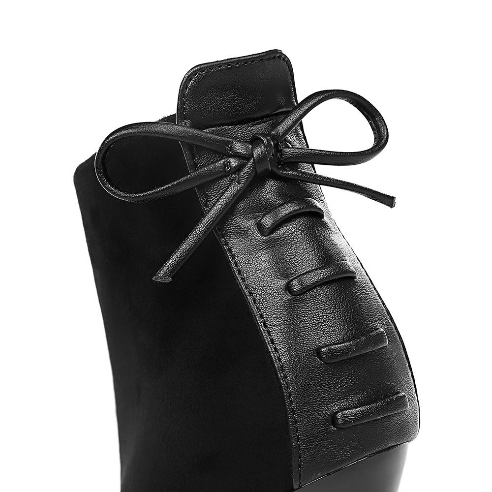 Изображение товара: Зимние женские привлекательные ботильоны из флока на высоком каблуке 2020 см, 9,5 искусственный мех, вечерняя Обувь с острым носком