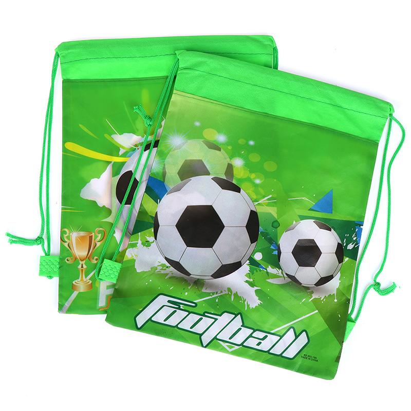 Изображение товара: 5 шт., модные зеленые футбольные Сумки на шнурке, детские сумки для мальчиков, нетканый рюкзак, школьные рюкзаки, случайные