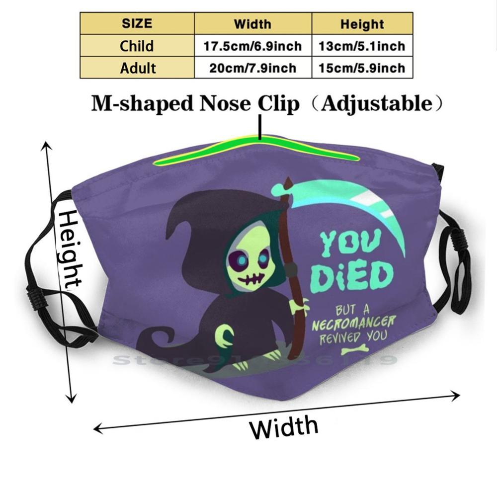 Изображение товара: Многоразовая маска Pm2.5 с фильтром, детская маска для лица с принтом «Вы умирали», мрачный жнец, для Хэллоуина, телескопический череп Dnd D