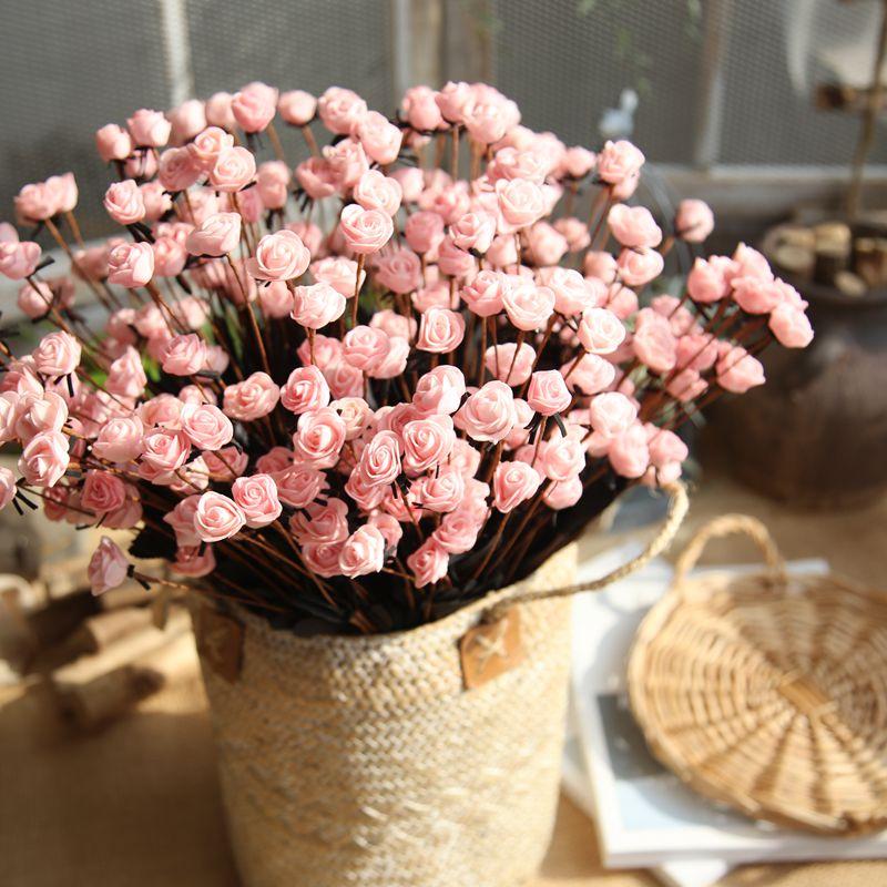 Изображение товара: 1 букет из 15 цветков Мини-Роз, цветные пенопластовые цветы, искусственный цветок, домашний декор для свадьбы, Маленькие розы, украшение для букета
