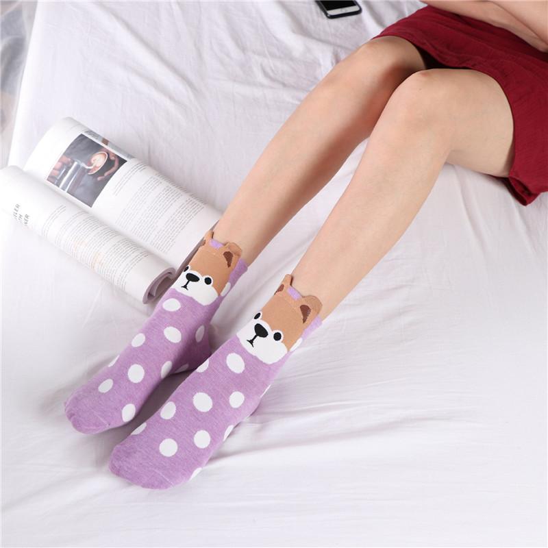 Изображение товара: Носки прямые для мужчин и женщин, Мультяшные хлопковые носки с рисунком собаки хаски, счастливые Смешные Милые, подарок, попсокет, 5 пар, на осень