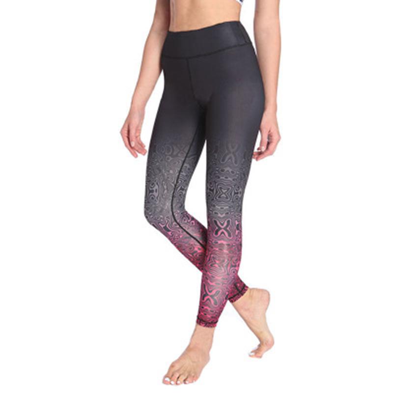 Изображение товара: Высокая талия градиентные штаны для йоги женские леггинсы для фитнеса Стрейчевые Леггинсы с принтом штаны для бега леггинсы женские спортивные