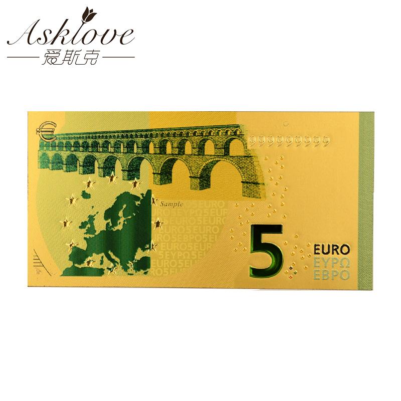 Изображение товара: Европейские золотые банкноты, 24 к, Золотая фольга, поддельные бумажные деньги для коллекции, сувенирные наборы банкнот в евро, 5 10 20 50 евро, образец банкнот
