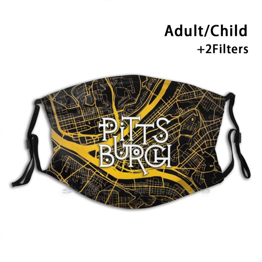 Изображение товара: Черно-желтая многоразовая маска для лица Pittsburgh Techy с фильтрами, Детская черно-желтая маска для лица Pittsburgh City