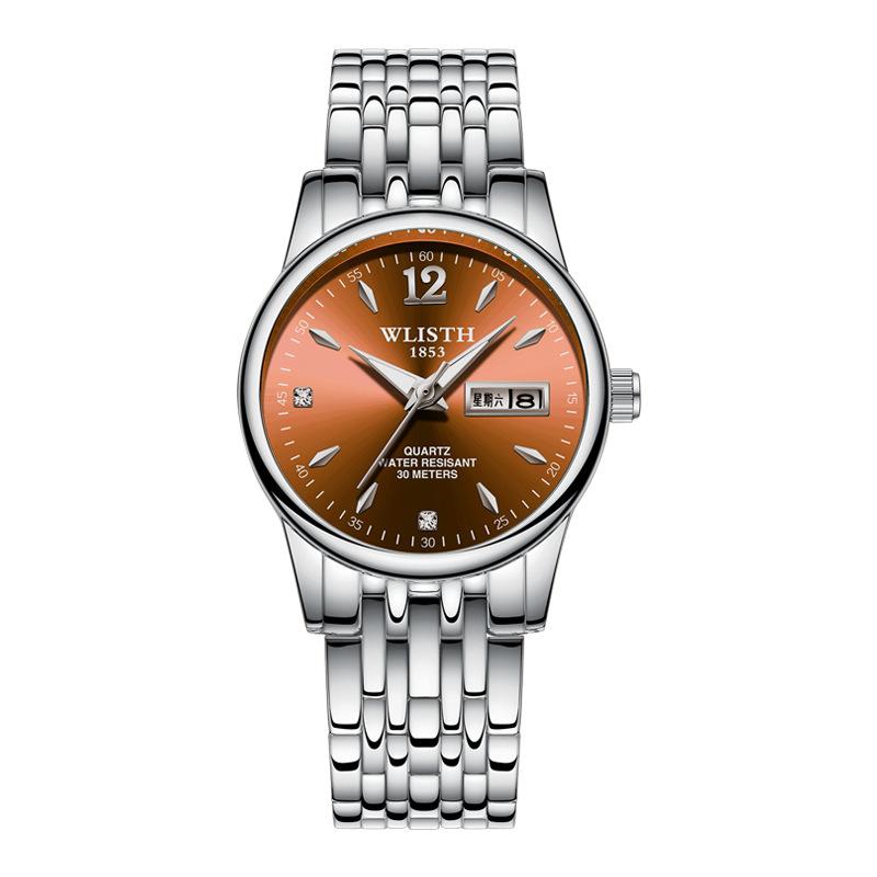 Изображение товара: OMHXZJ W165 простые маленькие светящиеся часы для отдыха двойной календарь дисплей Водонепроницаемый тренд деловой кварцевый механизм Женские часы