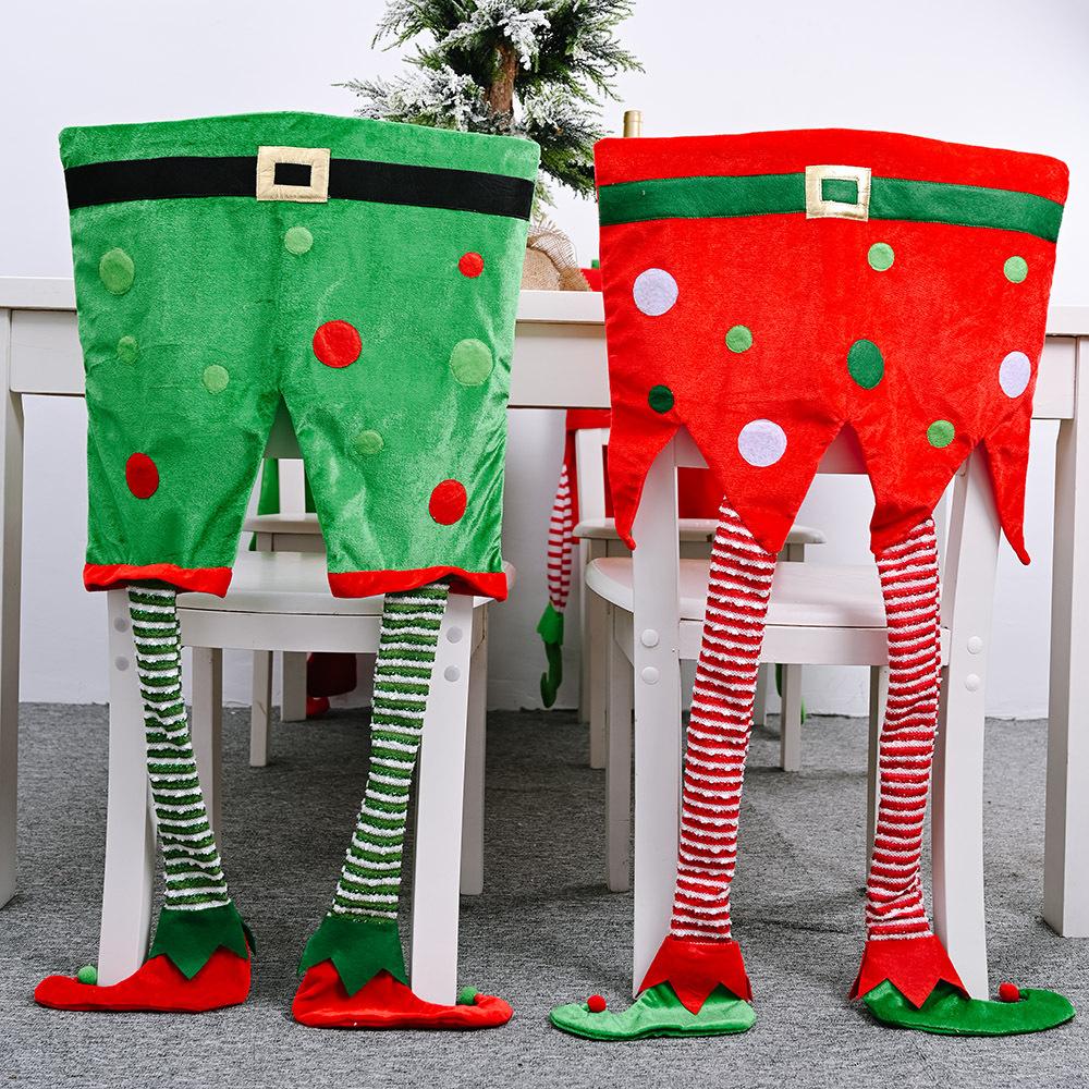 Изображение товара: 2020 поставки Elf подвесные ножки Чехол для стула зеленый красный белый черный чехол для стула украшение для стула рождественские украшения