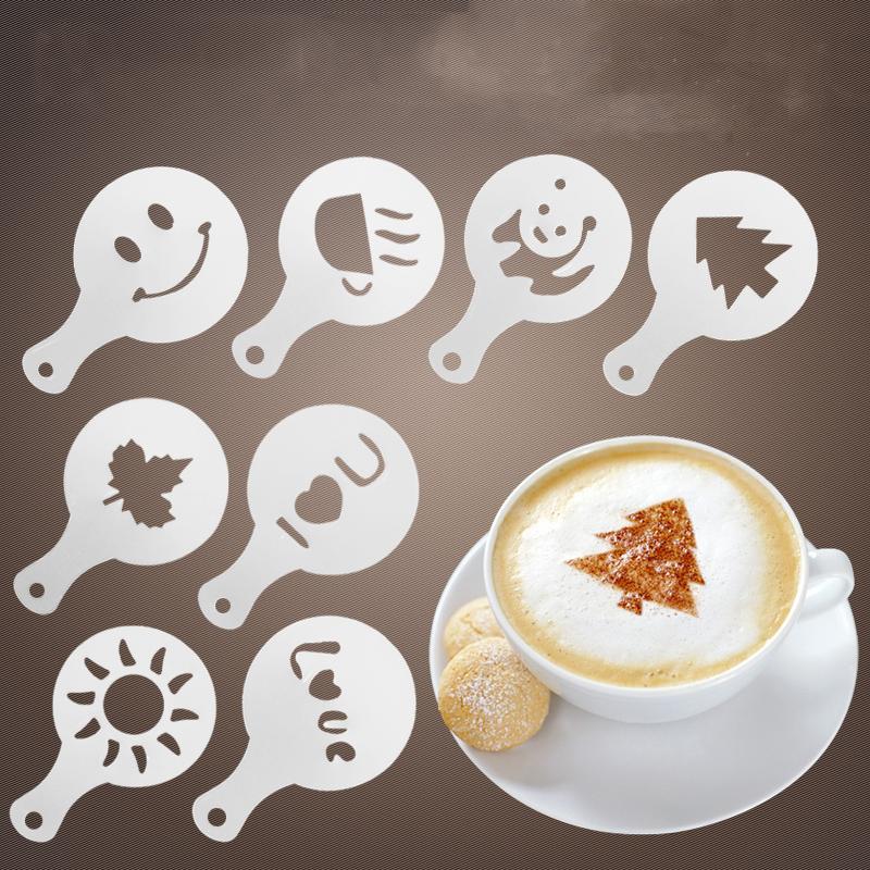 Изображение товара: Hot Sale 16pcs/set Plastic Cafe Foam Spray Template Barista Stencils Decoration Tool Funny Mold Fancy Coffee Spray Flower Model