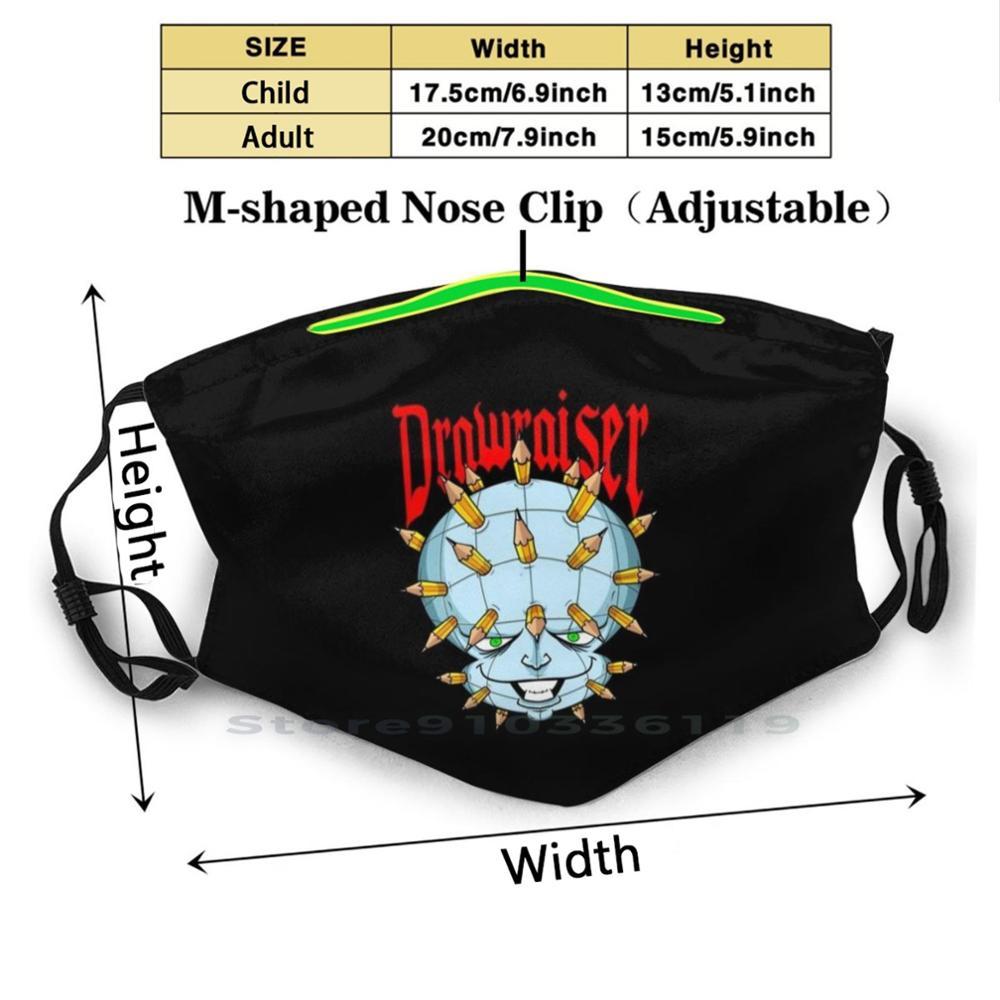 Изображение товара: Многоразовая маска Drawraiser с принтом Pm2.5, маска для лица с фильтром, Детские фильмы ужасов, страшные фильмы, творческие подарки Hellraiser для иллюстратора, забавные