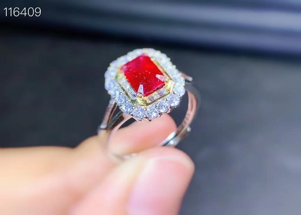 Изображение товара: KJJEAXCMY Изящные Ювелирные изделия из стерлингового серебра 925 пробы, инкрустированное натуральным Рубином, новое кольцо, элегантное женское кольцо, поддержка теста
