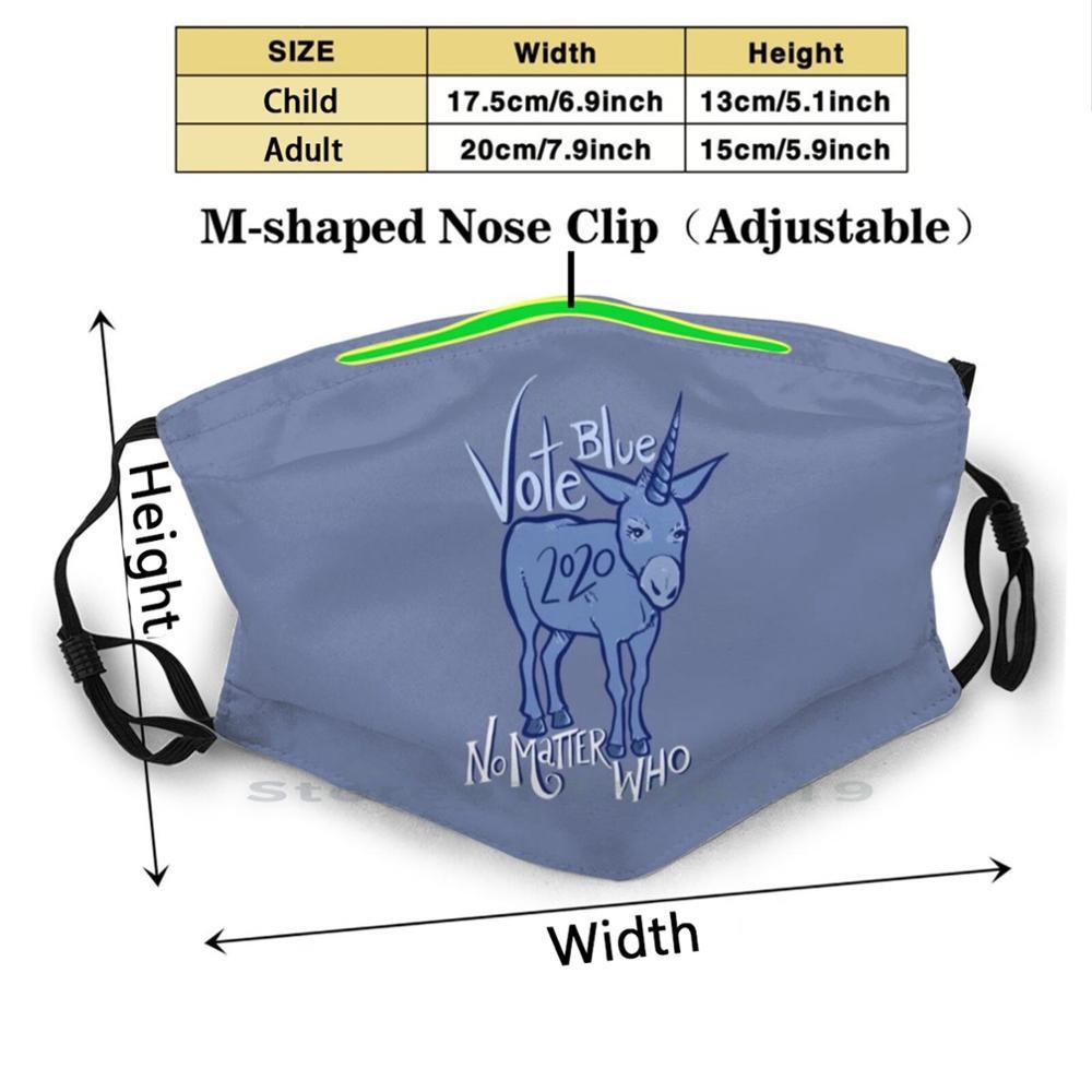Изображение товара: Голосовать синий независимо от того, кто печать многоразовая маска Pm2.5 фильтр маска для лица дети голосуют синий независимо от того, кто 2020 Ослик Единорог
