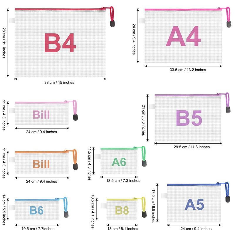 Изображение товара: 18 упаковок, 8 размеров, сетчатый мешок на молнии, водонепроницаемая сумка на молнии для документов, многофункциональные дорожные сумки (9 цветов)
