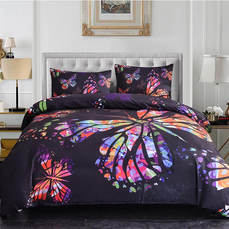 Изображение товара: Комплект постельного белья с 3d-рисунком летающих бабочек, пододеяльник с принтом, Комплект постельного белья с красочными бабочками, Королевский размер, мягкое постельное белье для дома