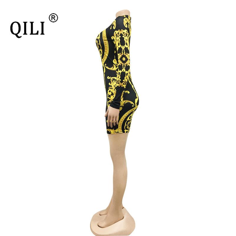 Изображение товара: Женский спортивный костюм QILI, облегающие шорты с винтажным принтом, с длинным рукавом, для отдыха и путешествий, Женский спортивный комбинезон
