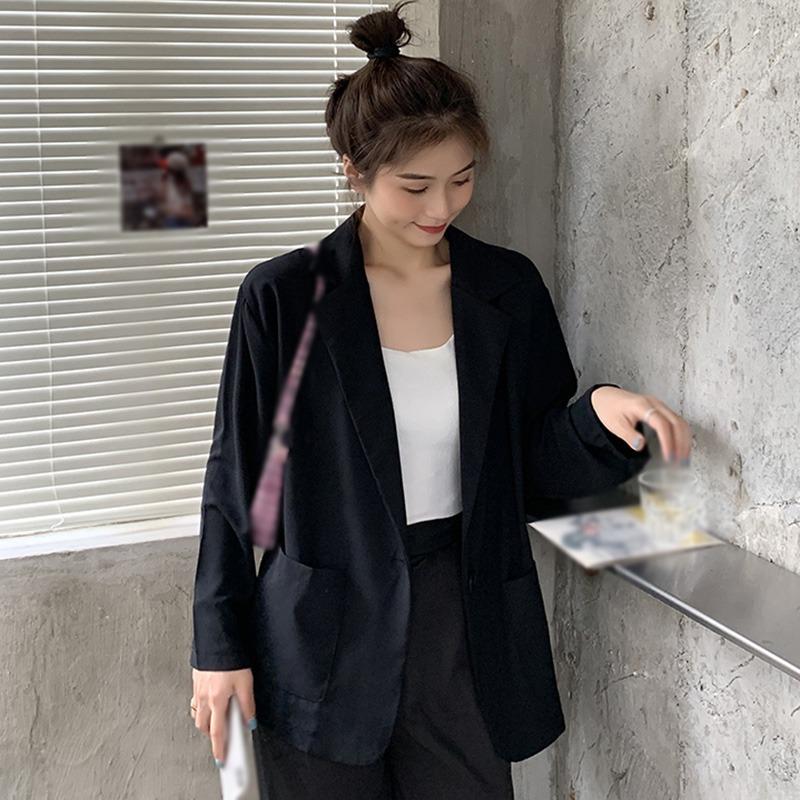 Изображение товара: Женский пиджак свободного покроя, длинный тонкий пиджак с длинным рукавом в Корейском стиле на осень
