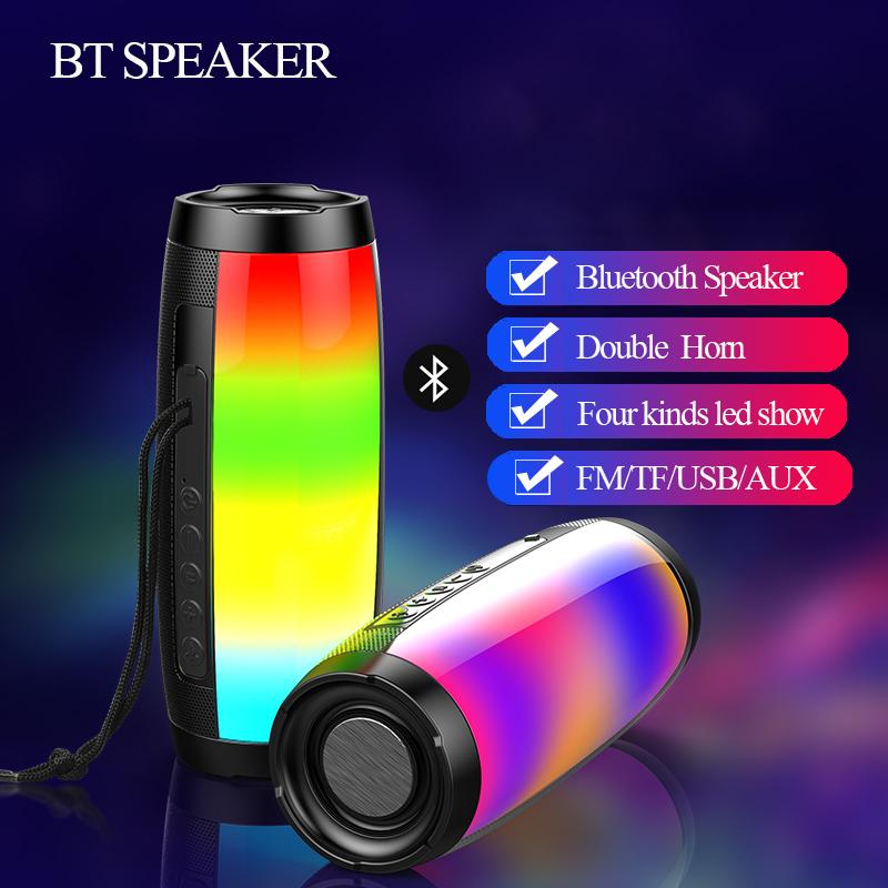 Изображение товара: Портативная Bluetooth-колонка, мощный беспроводной бумбокс с мощным басом, поддержкой TF, FM-радио, с подсветильник кой