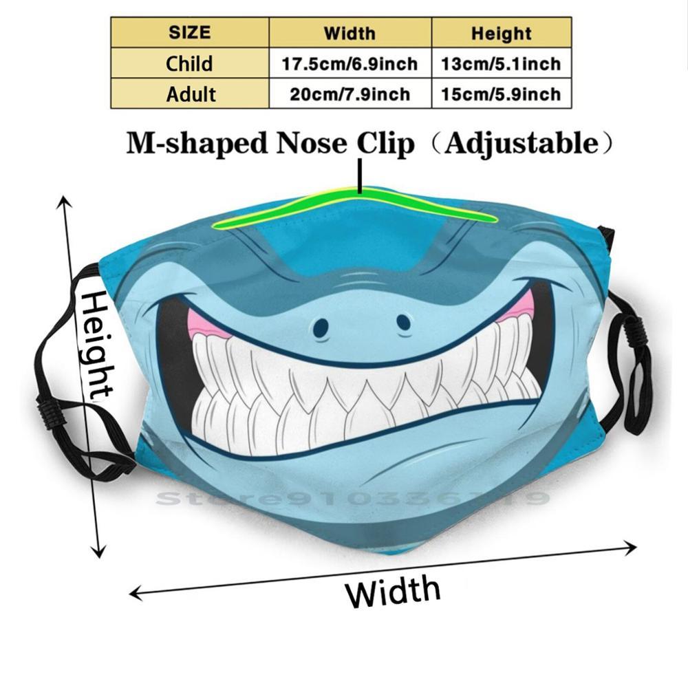 Изображение товара: Акула маска для лица с изображением рта печати многоразовый Pm2.5 фильтр DIY маска для лица для маленьких детей S забавных акул уход за кожей лица с принтом «зубы акулы Акула живая природа нос