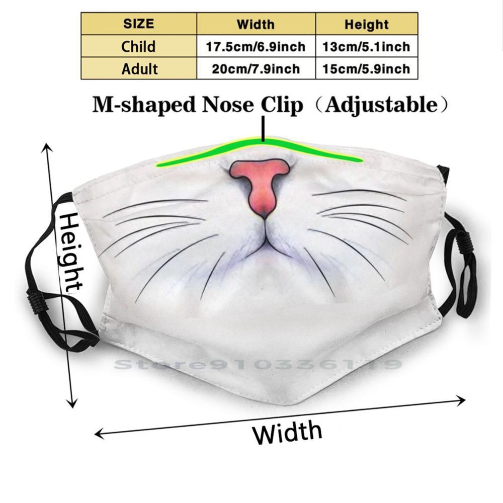 Изображение товара: Многоразовая маска для лица Kitty Cat White Face Whiskers Mouth с фильтрами, Забавная детская маска для лица с белой кошечкой