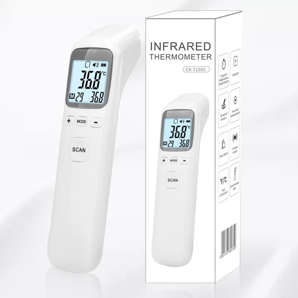 Изображение товара: Цифровой инфракрасный термометр, Бесконтактный измеритель температуры тела для взрослых с ЖК-дисплеем, 3 цвета, пистолет-термометр для лба
