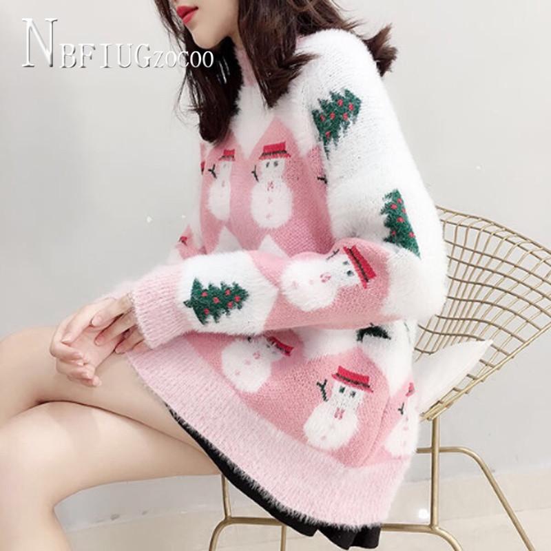 Изображение товара: Зимний Теплый Женский пуловер, женские топы, рождественские свитера 2020, вязаные свитера