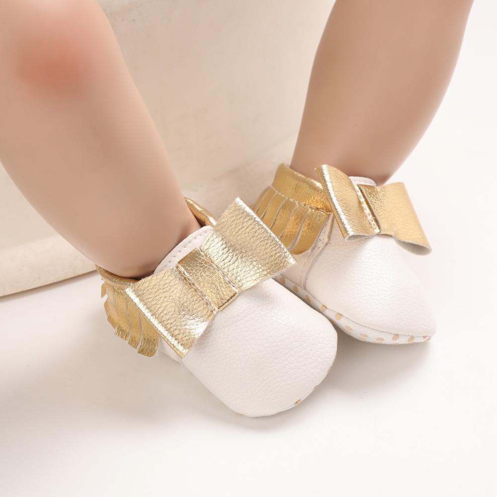 Изображение товара: Обувь для маленьких девочек; Мокасины для новорожденных; Мягкая нескользящая обувь с бахромой для мальчиков и девочек