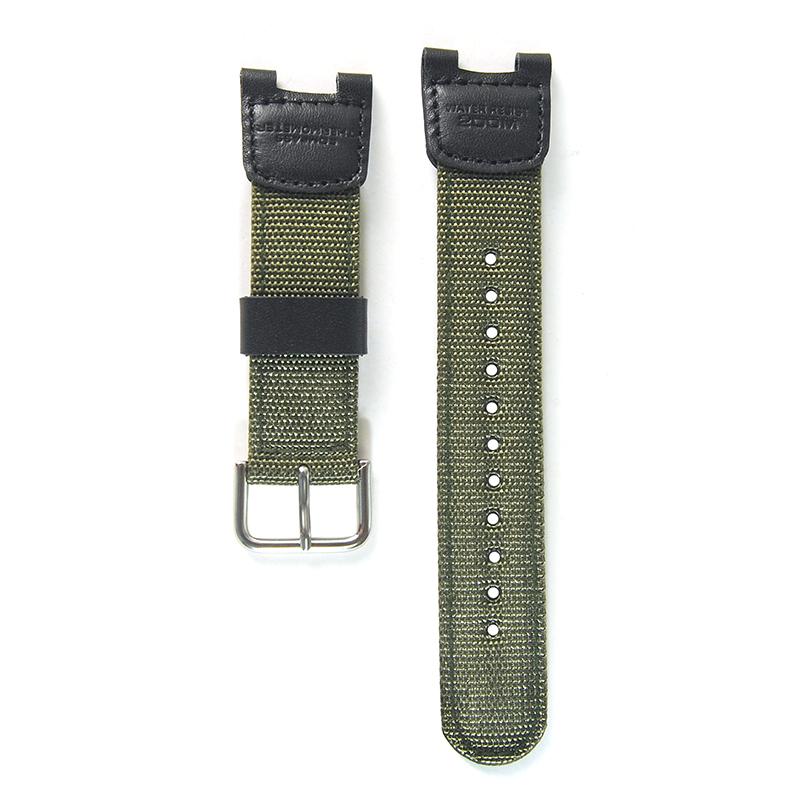 Изображение товара: Ремешок военный из нейлона и кожи для часов, зеленый водонепроницаемый сменный спортивный браслет для casio SGW-100, аксессуары для часов SGW100