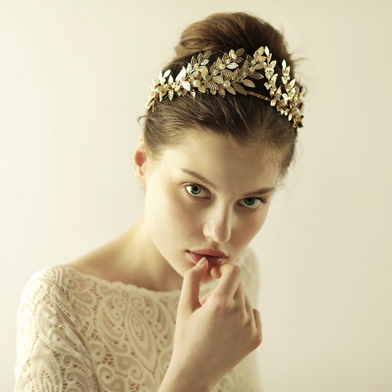 Изображение товара: Классическая тиара из сплава O870, свадебные аксессуары для волос, корона, головной убор с листьями для невесты