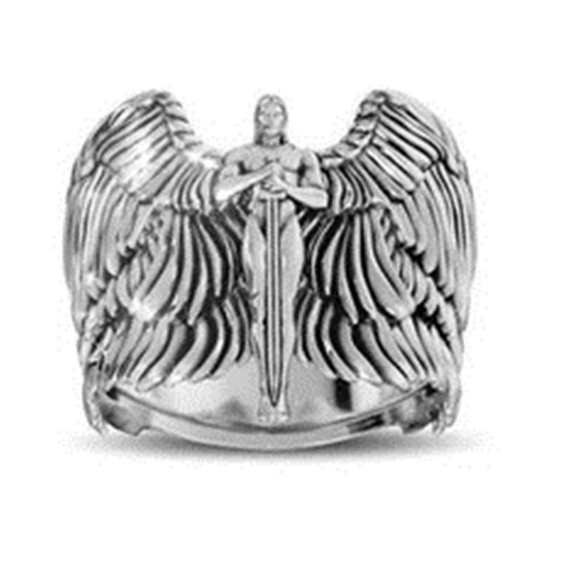 Изображение товара: Milangirl панк мужское кольцо ретро крылья Ангела крест перстень для мужчин винтажные богини справедливости Anillos Викинг ювелирные изделия