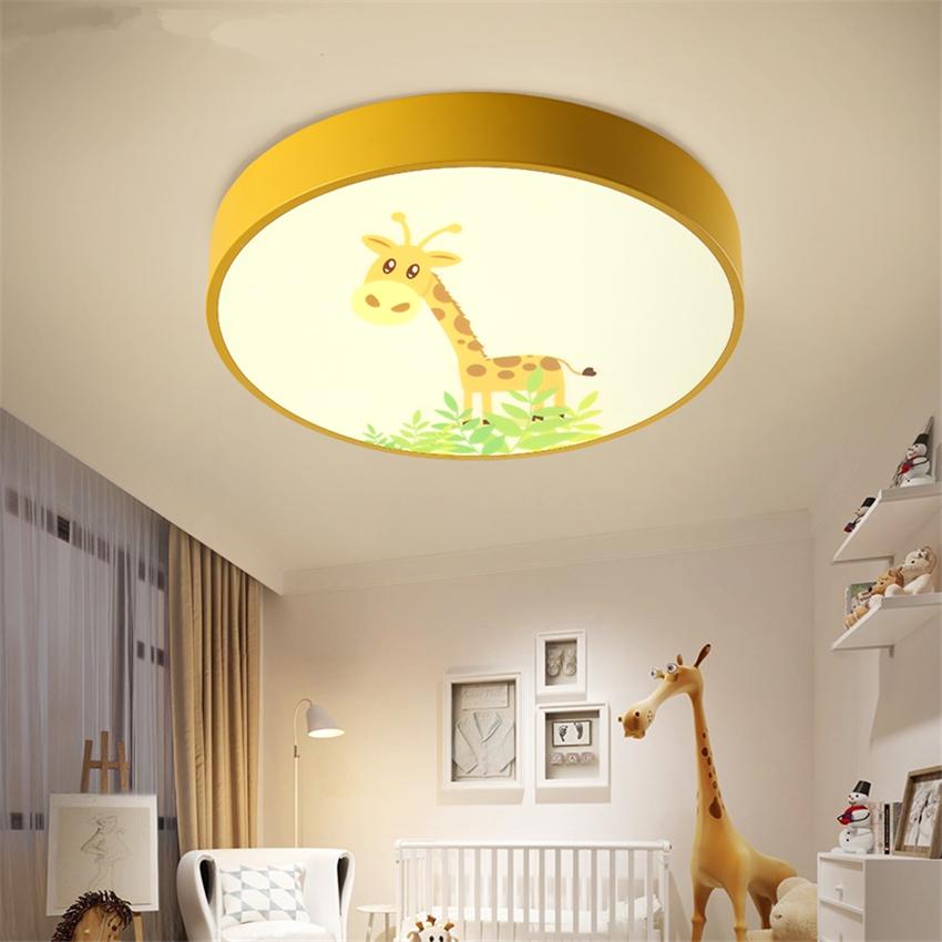 Изображение товара: Современные скандинавские потолочные светильники с животными из мультфильмов для мальчиков и девочек, спальня, макарон, круглые потолочные светильники, деко, освещение для рабочего стола