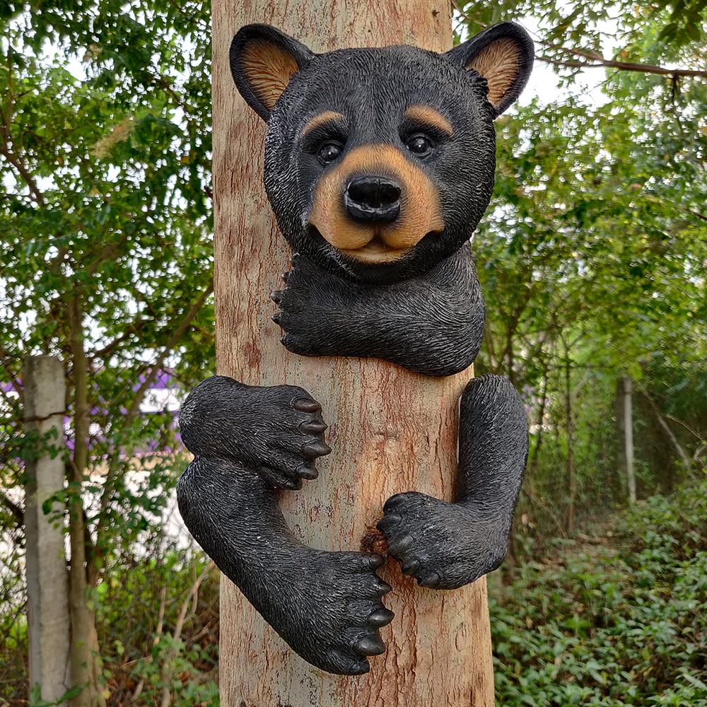 Изображение товара: Лидер продаж, уличная скульптура черного медведя, в виде дерева из смолы, подарок или садовая декоративная статуя, лицо для деревьев
