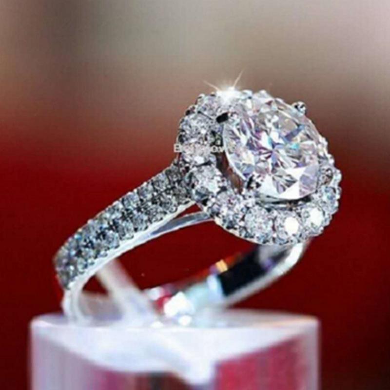 Изображение товара: Milangirl Сверкающее большое круглое кольцо с кристаллами классические ювелирные изделия женские обручальные кольца для женщин вечерние