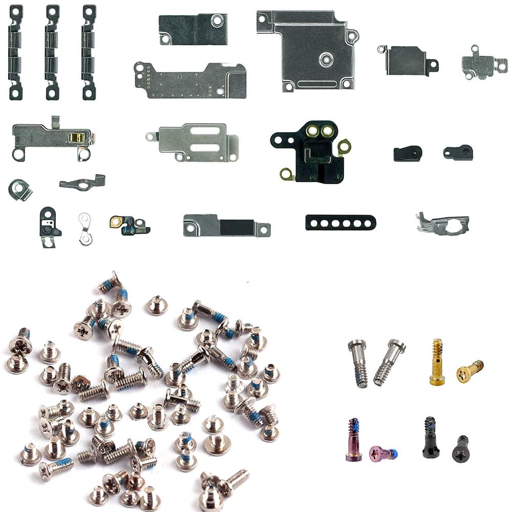 Изображение товара: 2 упак./лот, полный комплект, маленькие металлические детали для внутренней опорной пластины + полный комплект винтов с 2 нижними винтами для iPhone 6 6P 6s 6s Plus