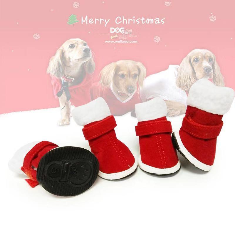 Изображение товара: Рождественская обувь, обувь для домашних животных, Обувь для собак, теплая обувь, нескользящая обувь