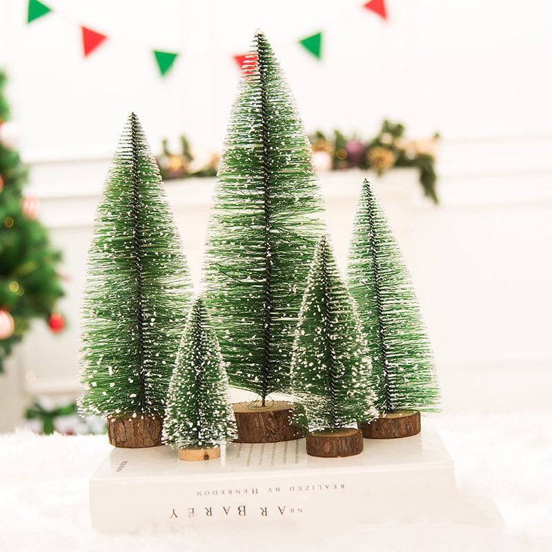 Изображение товара: Рождественская елка с деревянной основой, Сосновая игла, окрашенная в белый кедр, настольные украшения, реквизит для съемки, украшение для сцены