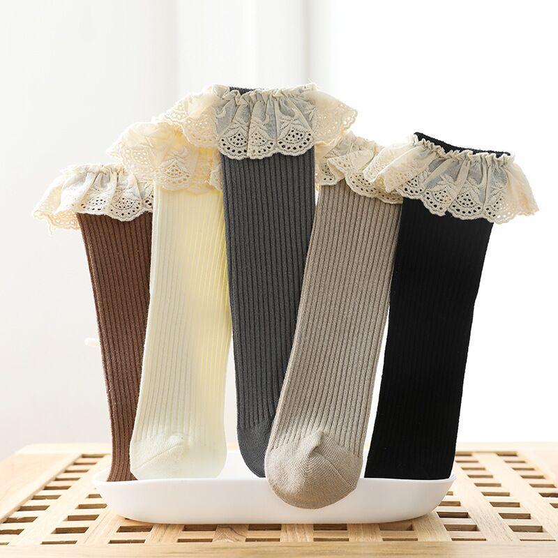 Изображение товара: 0-8Years новые носочки для Девочки Кружевное платье для детей ясельного возраста с длинными мягкие хлопковые носки детские носки до колена Детские носки однотонные Цвет