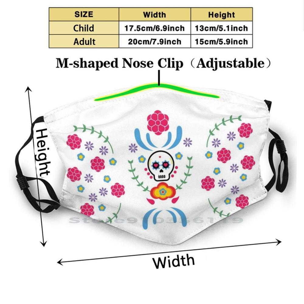 Изображение товара: Маска для рта многоразовая с фильтром Pm2.5, Маска «сделай сам» для детей, День мертвых сахарных черепов, графический дизайн, цветы