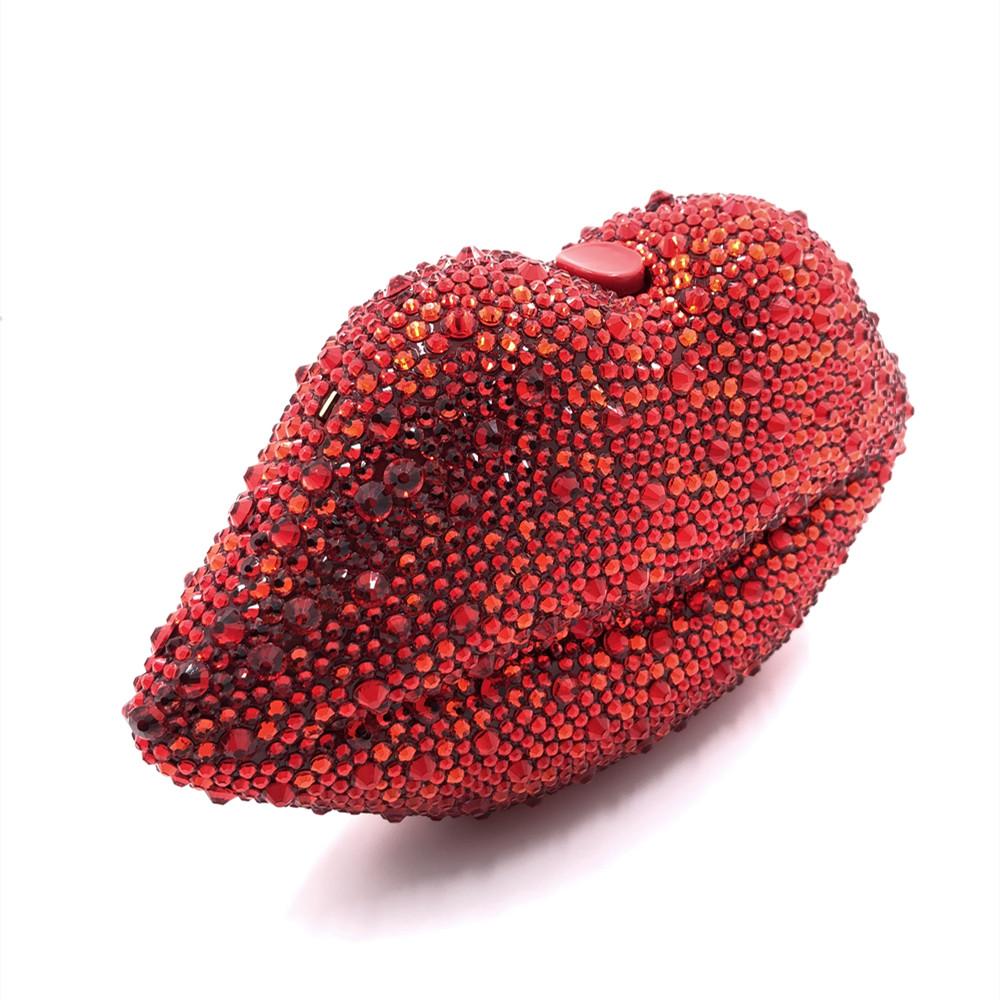 Изображение товара: Роскошная вечерняя сумка Bee In Fly с красными губами ручной работы, Свадебный клатч для невесты, вечерняя сумочка-кошелек для коктейля