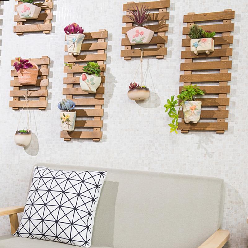 Изображение товара: Настенная подставка для цветов, многослойная подставка из массива дерева для балкона, гостиной, двора, комнатного цветочного горшка
