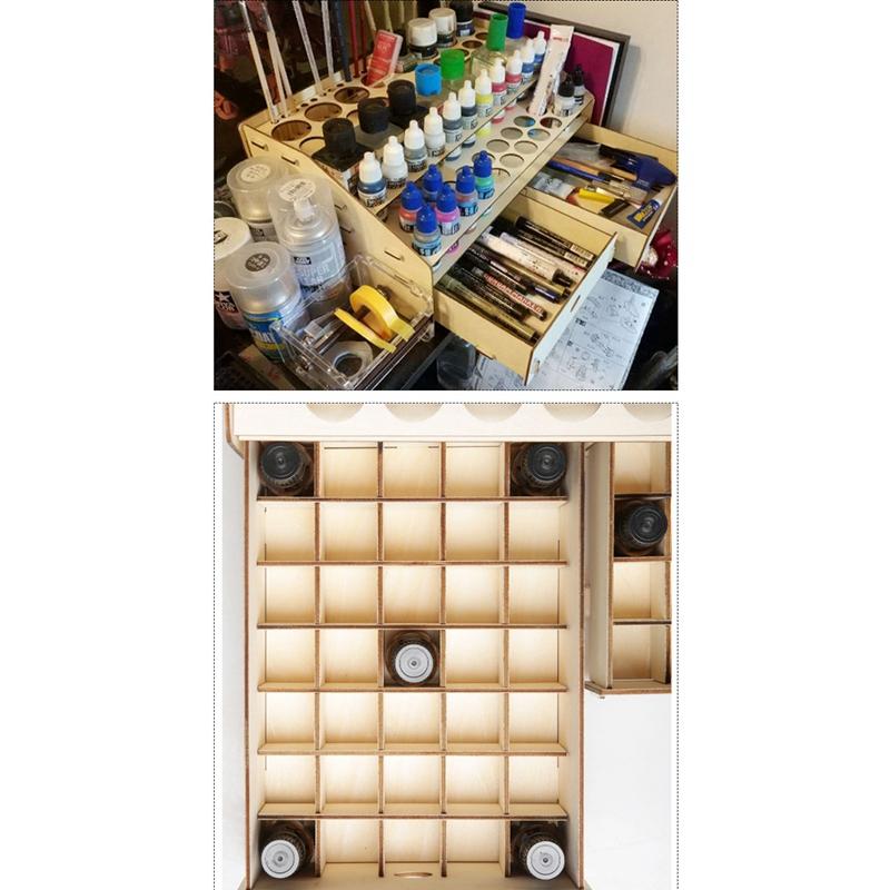 Изображение товара: DIY деревянный органайзер для бутылок с краской стеллаж для кистей держатель Подставка для хранения модель инструмент