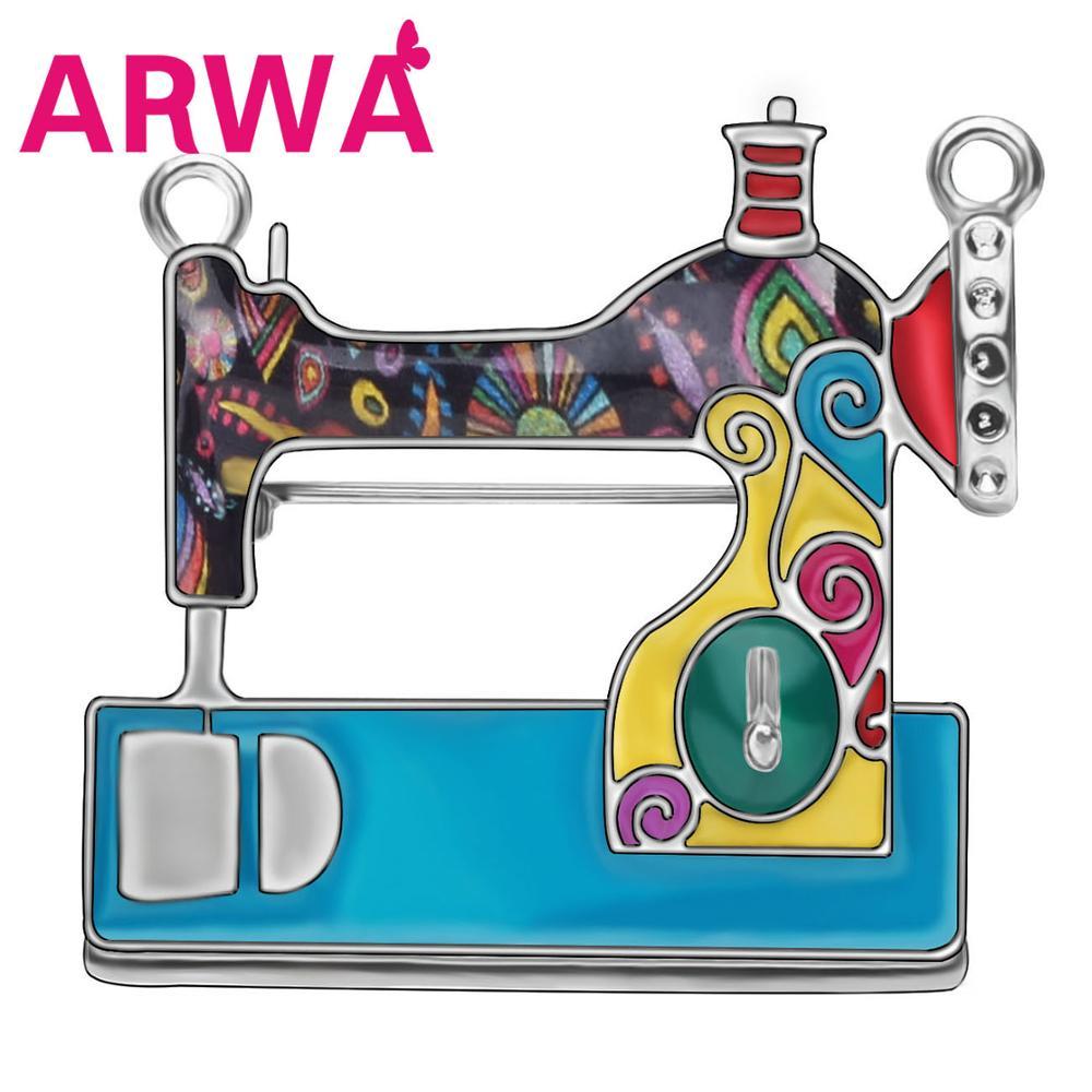 Изображение товара: ARWA эмалированный сплав Цветочная швейная машина броши большая Эстетическая одежда шарф ювелирные изделия для женщин девушек вечерние модные подарочные аксессуары