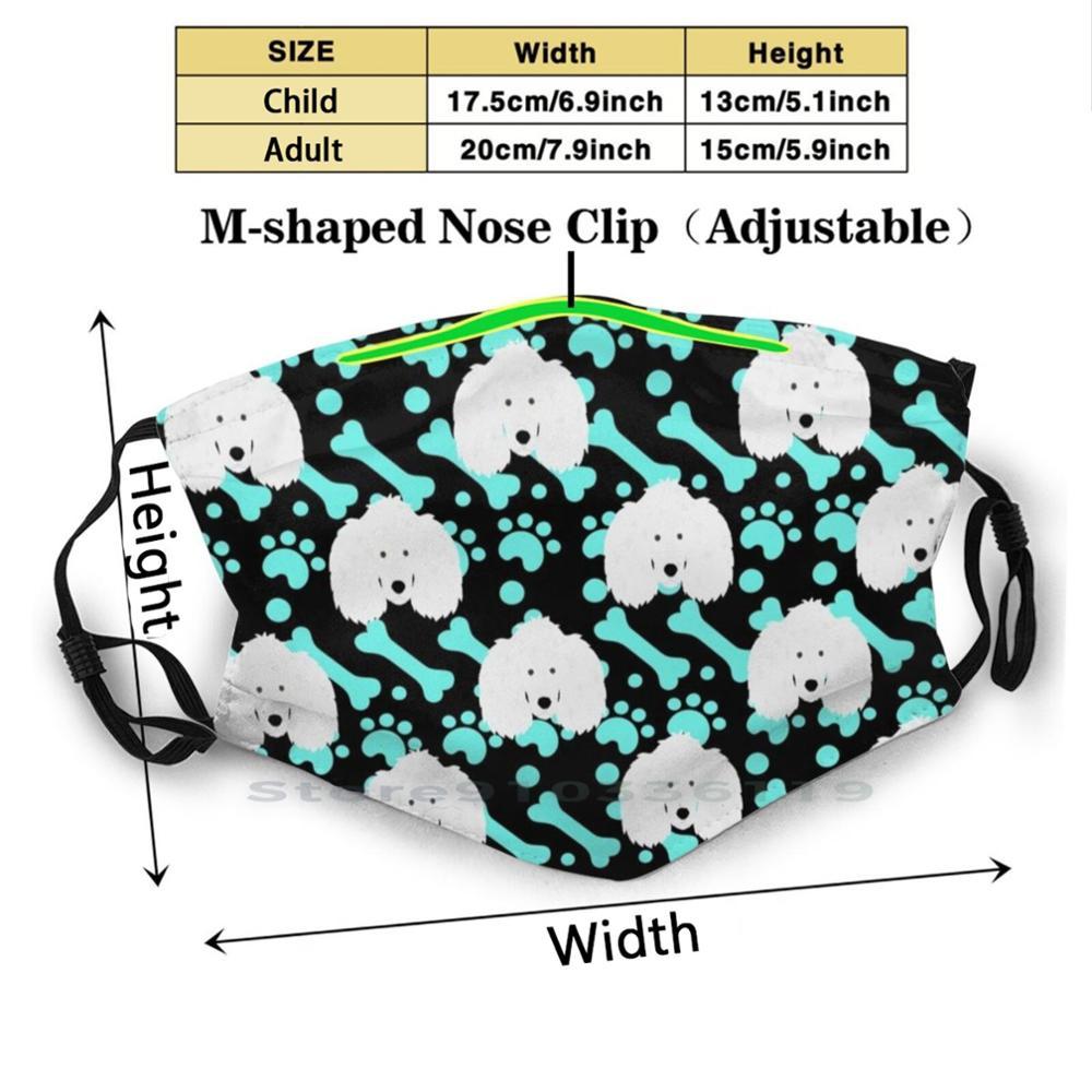 Изображение товара: Белая пудельная собака, милая забавная маска для лица, подарок, многоразовая маска для лица с фильтром для детей, забавная белая пудель, белая пудель