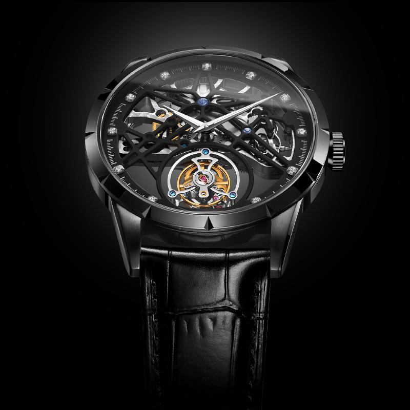 Изображение товара: Роскошные Механические Мужские часы-скелетоны с турбийоном и ручным ветром, деловые мужские часы с двойным Сапфиром И турбийоном, мужские часы 2020