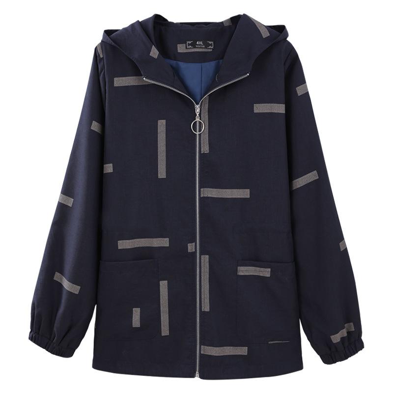 Изображение товара: 4XL до 10XL размера плюс пальто женские топы с капюшоном на молнии куртки весна осень свободная полосатая печать ветровка верхняя одежда T20127T