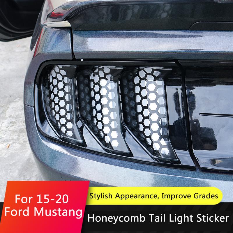 Изображение товара: QHCP 6 шт./компл. наклейка на задний фсветильник в виде сот стильная пленка отделка задний фонарь декоративные крышки молдинг для Ford Mustang 2015-2020